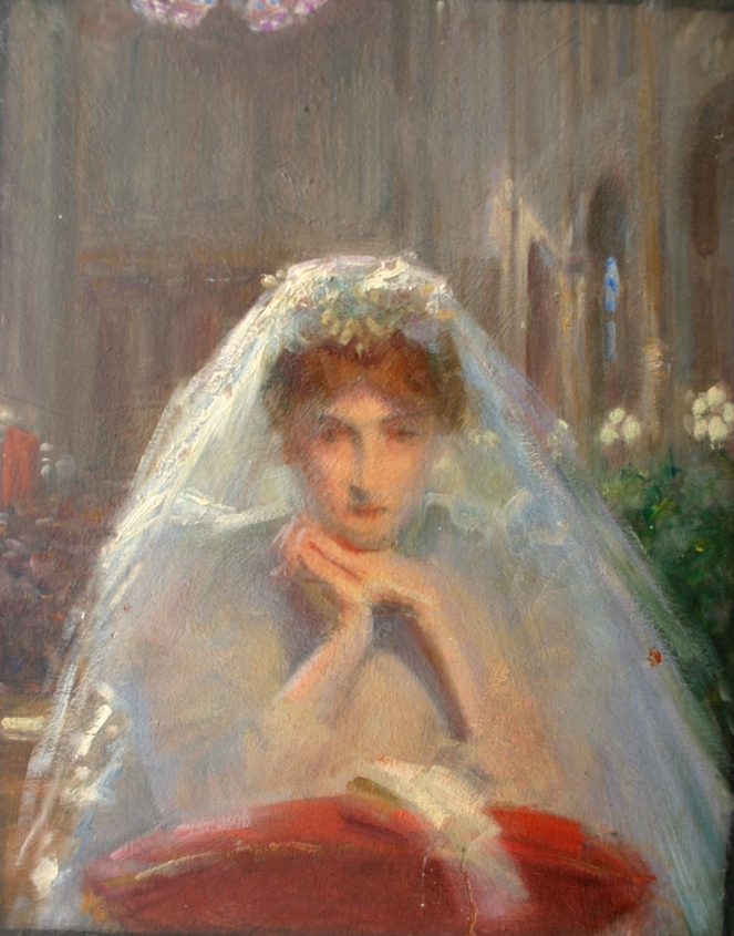 e-rosset-granger-huile-sur-panneau-1907-acajou-396-x-286-esquisse-pour-la-toile-au-pied-de-lautel-salon-de-1907