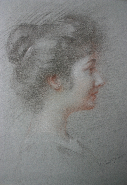 e-rosset-granger-portrait-de-jeune-femme-avec-chignon-de-profil-signe-craies-de-couleurs-340-x-260