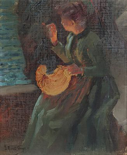 E.ROSSET-GRANGER Huile sur toile 280 x 220 Femme assise à la fenêtre, Marcelle (Cachet Hippolyte Durand-Tahier). Vendu Mirabaud-Mercier 12.04.19 380 €
